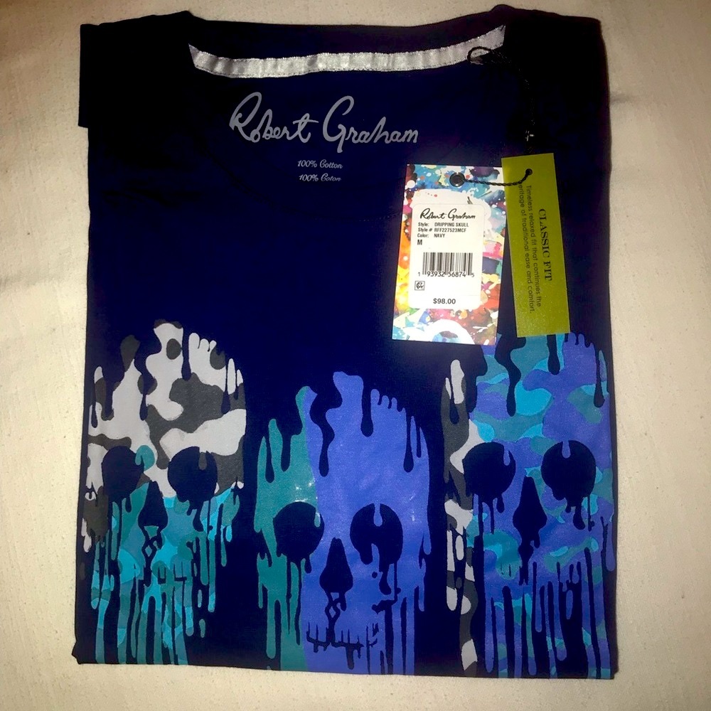 Robert Graham NWT Dripping Skulls Men's T-Shirt Size M